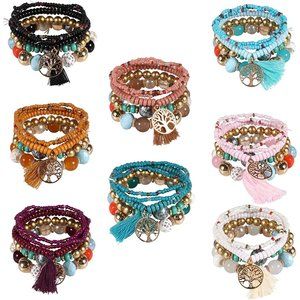 Twinfree Bohemian Bracelets for Women Stretch Multilayer Colorful Beads …